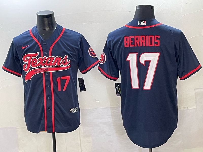 Men 2025 Nike Houston Texans #17 Berrios Blue Joint Name Limited NFL Jersey style 04